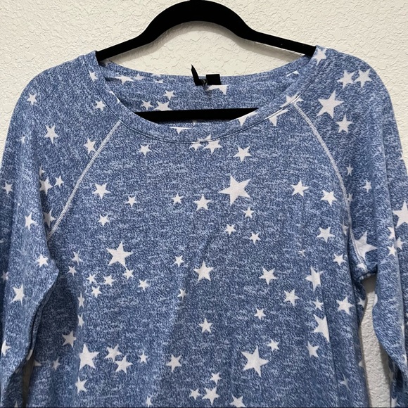 Kensie Blue White Star Print Pajama Top Shirt Long Sleeves Womens Size L - Picture 2 of 11